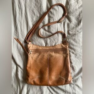 Hobo brown leather crossbody bag